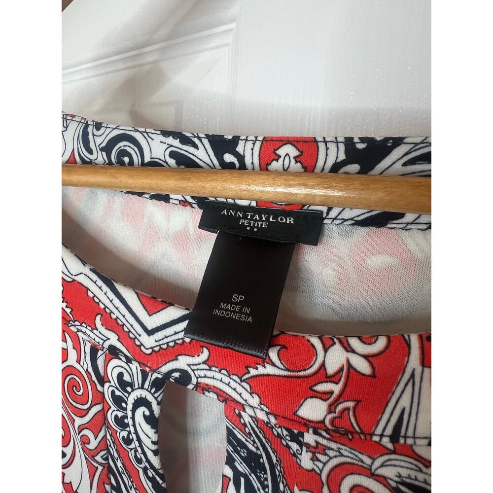 Ann Taylor Orange Navy Keyhole Paisley Sleeveless Maxi Dress Small Petite SP - Picture 3 of 6